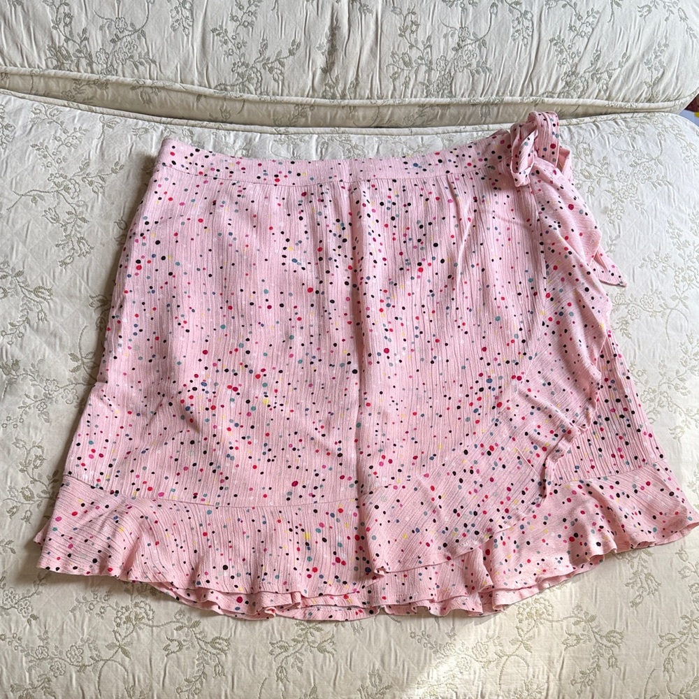 Jack by BB Dakota Pink Polka Dot Skirt with Ruffle Hem